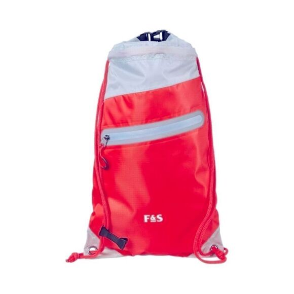 Field & Stream Water Resistant Drawstring Bag Backpack Coral & Grey NWT